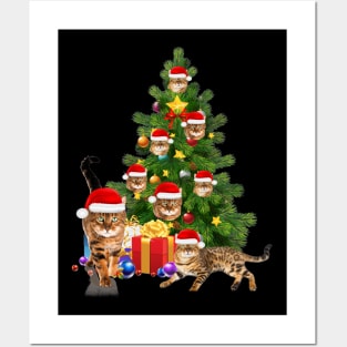 Toyger Cat Christmas Tree T-Shirt Posters and Art